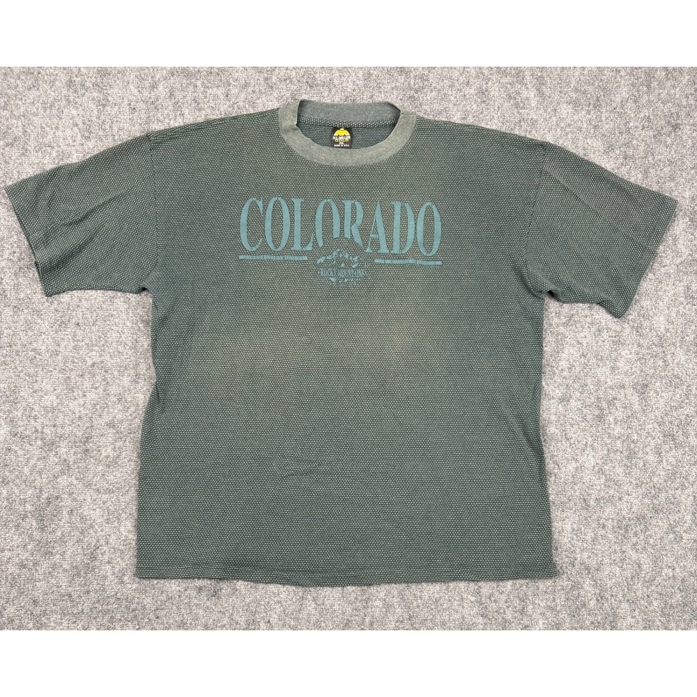 Vintage HL Miller Gold Colorado Rocky Mountains T Shirt XXL Green Made in USA